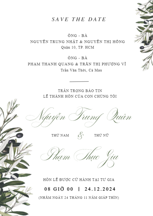 Mẫu thiết kế Ruột thiệp cưới Miracle Love, hoa lá, thiên nhiên, floral, vintage, hiện đại 1780426976