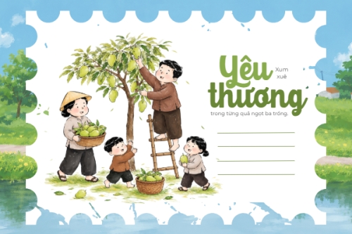 Mẫu thiết kế Postcard Yêu thương xum xuê 1781077259