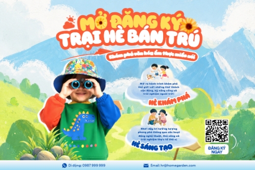 Mẫu thiết kế Bài post MXH ngang Mở đăng ký trại hè bán trú 1781072368