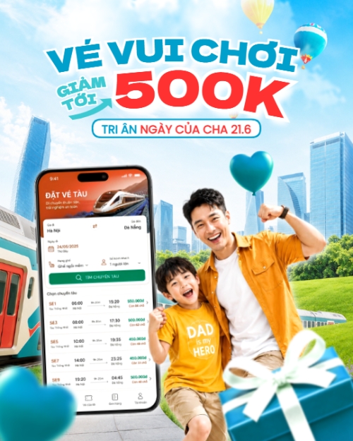 Mẫu thiết kế Bài post MXH dọc Vé vui chơi giảm tới 500K tri ân Ngày của cha 21.6 1780713271
