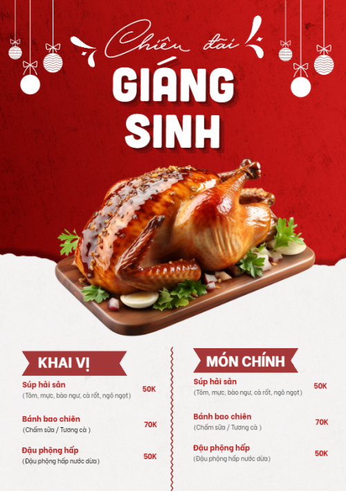 Mẫu thiết kế Menu tờ rời (dọc) Chiêu đãi giáng sinh 1780249932