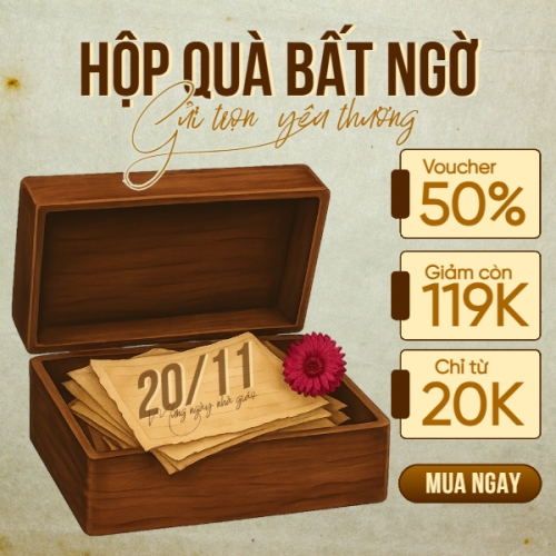 Mẫu thiết kế Bài post MXH vuông Sale hộp quà bất ngờ 1781541583