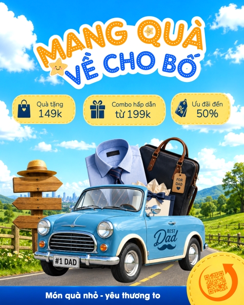 Mẫu thiết kế Bài post MXH dọc Mang quà về cho bố 1780511498