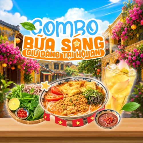 Mẫu thiết kế Bài post MXH vuông Combo bữa sáng giữ dáng tại Hội An 1781060962