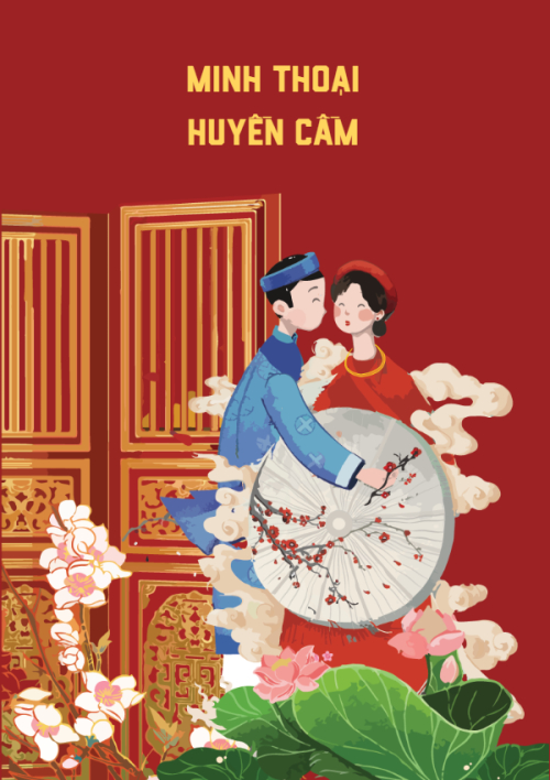 Mẫu thiết kế Ruột thiệp cưới Phu Thê, truyền thống, traditional, dân gian, chibi, dễ thương 1780426976