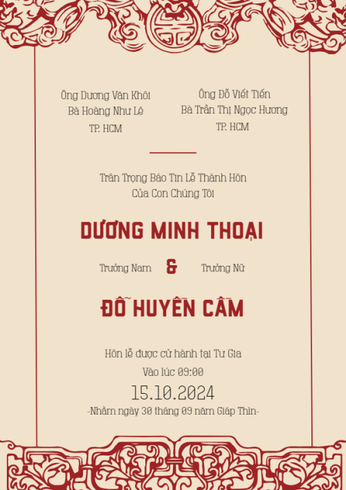 Mẫu thiết kế Ruột thiệp cưới Phu Thê, truyền thống, traditional, dân gian, chibi, dễ thương 1780426976