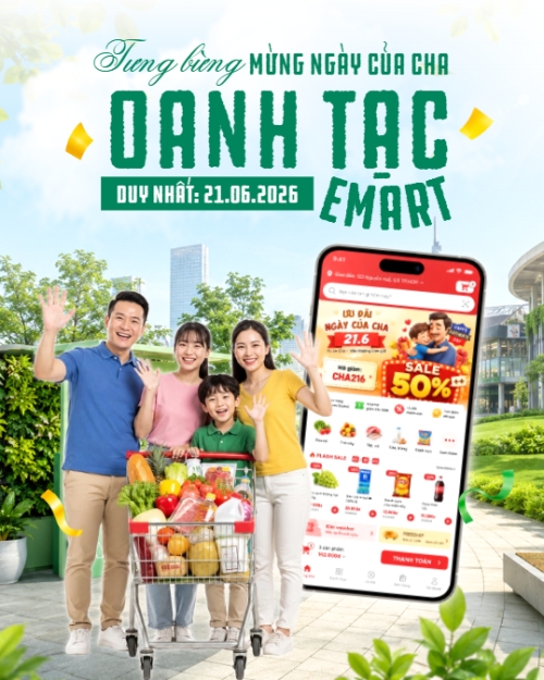 Mẫu thiết kế Bài post MXH dọc Tưng bừng mừng ngày của cha oanh tạc emart 1780713271
