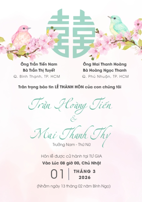 Mẫu thiết kế Ruột thiệp cưới Thiệp cưới Mộng uyên ương 1780431491