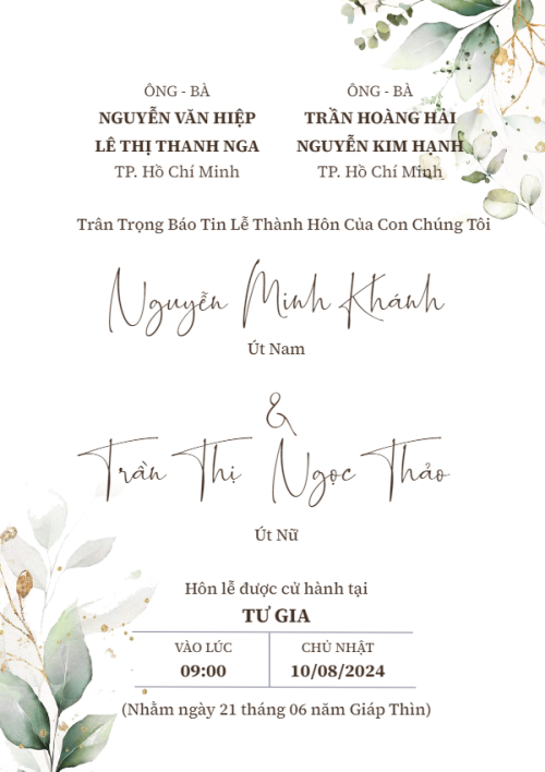Mẫu thiết kế Ruột thiệp cưới Greenery, hoa lá, thiên nhiên, floral 1780560067