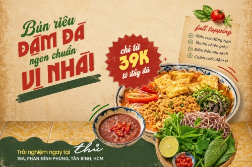 Mẫu thiết kế Bài post MXH ngang Bún riêu đậm đà hương vị nhà 1781494310
