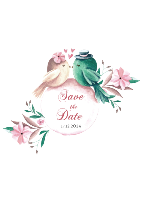 Mẫu thiết kế Ruột thiệp cưới Sweet Love, cổ điển, vintage, retro, classic, chim, động vật, dễ thương 1780435832