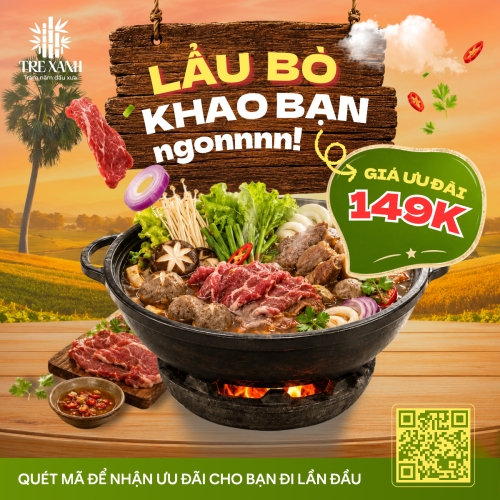 Mẫu thiết kế Bài post MXH vuông Lẩu bò khao bạn 1781060962