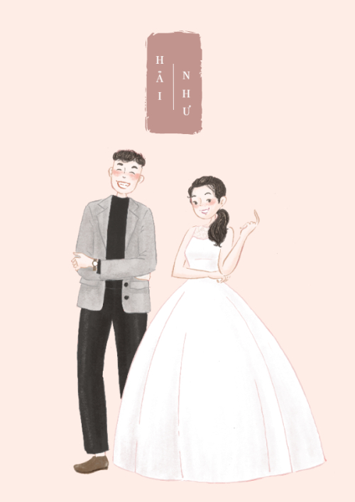 Mẫu thiết kế Ruột thiệp cưới Mình Ơi, dễ thương, cute, chibi, hoạt hình, cartoon 1780435804