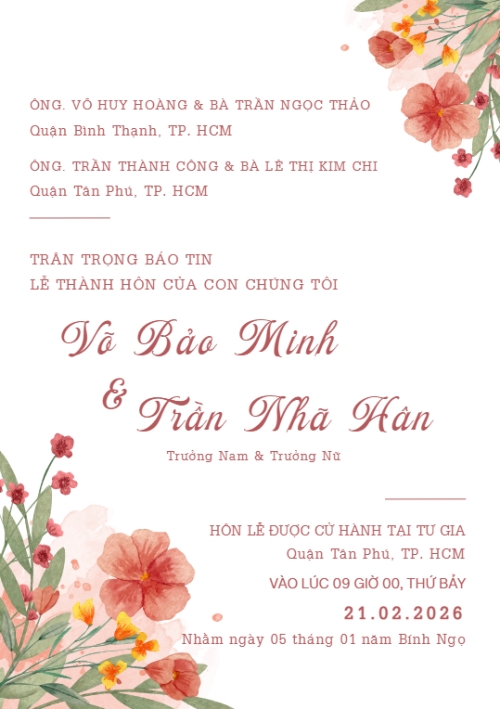 Mẫu thiết kế Ruột thiệp cưới Thiệp cưới hoa màu nước 1780431507