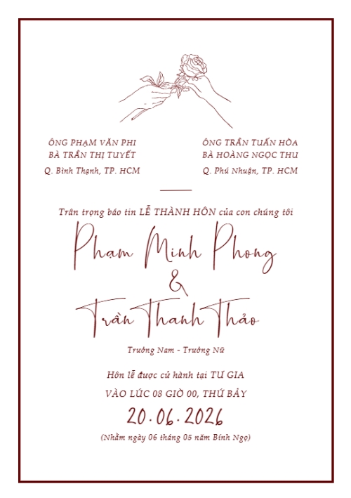 Mẫu thiết kế Ruột thiệp cưới Thiệp cưới Chung đôi 1780427028