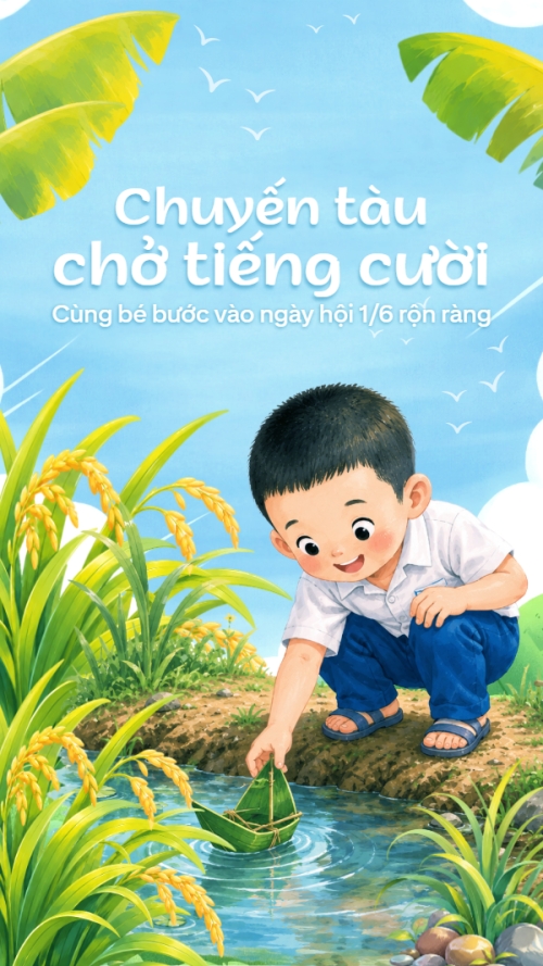 Mẫu thiết kế Bài post MXH (9:16) Chuyến tàu chở tiếng cười 1781530642