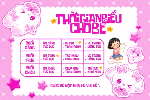 Mẫu thiết kế Bài post MXH ngang Thời gian biểu cho bé 1781065810