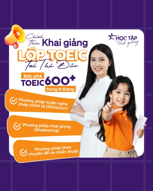 Mẫu thiết kế Bài post MXH dọc Chính thức khai giảng lớp Toeic tại Thủ Đức 1780438267