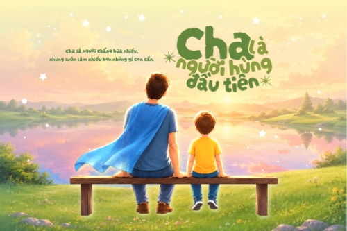 Mẫu thiết kế Postcard Cha là người hùng đầu tiên 1781077259