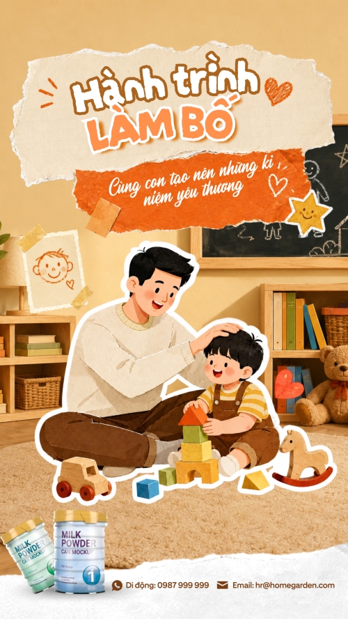Mẫu thiết kế Bài post MXH (9:16) Hành trình làm bố 1781518267