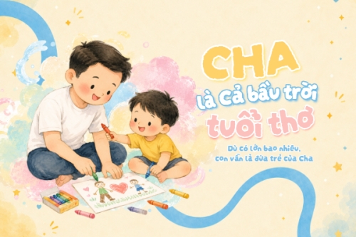 Mẫu thiết kế Postcard Cha là cả bầu trời tuổi thơ 1781077259