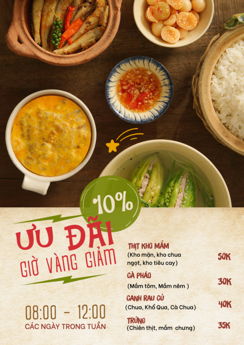 Mẫu thiết kế Menu tờ rời (dọc) Đồ ăn, food, thực phẩm, ẩm thực, món ăn, F&B, nhà hàng, thức ăn, món Việt 1780250023