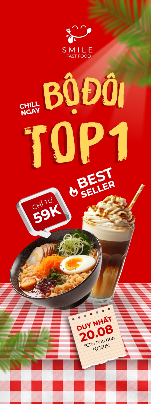 Mẫu thiết kế Standee Mì, cà phê, nước uống, drink, đồ ăn, food, thực phẩm, ẩm thực, món ăn, F&B, nhà hàng, thức ăn, hiện đại 1781564463