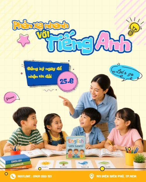 Mẫu thiết kế Bài post MXH dọc Phản xạ nhanh với Tiếng Anh 1780426000