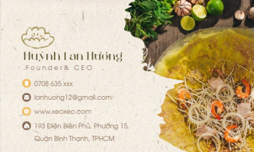 Mẫu thiết kế Danh thiếp Đồ ăn, food, thực phẩm, ẩm thực, món ăn, F&B, nhà hàng, thức ăn, bánh xèo 1780250066