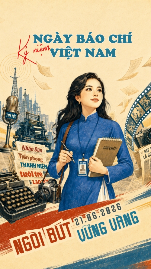 Mẫu thiết kế Bài post MXH (9:16) Kỉ niệm ngày báo chí cách mạng Việt Nam 1781521866