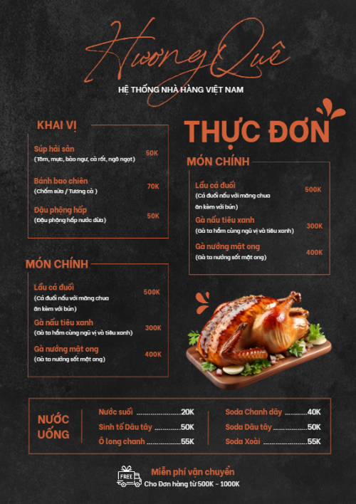 Mẫu thiết kế Menu tờ rời (dọc) Đồ ăn, food, thực phẩm, ẩm thực, món ăn, F&B, nhà hàng, thức ăn 1780249986
