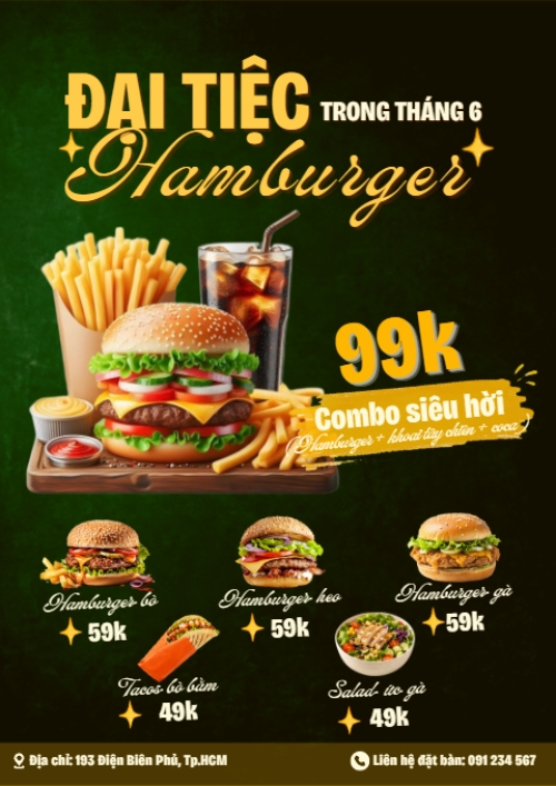 Mẫu thiết kế Menu tờ rời (dọc) Đại tiệc Hamburger 1781084573