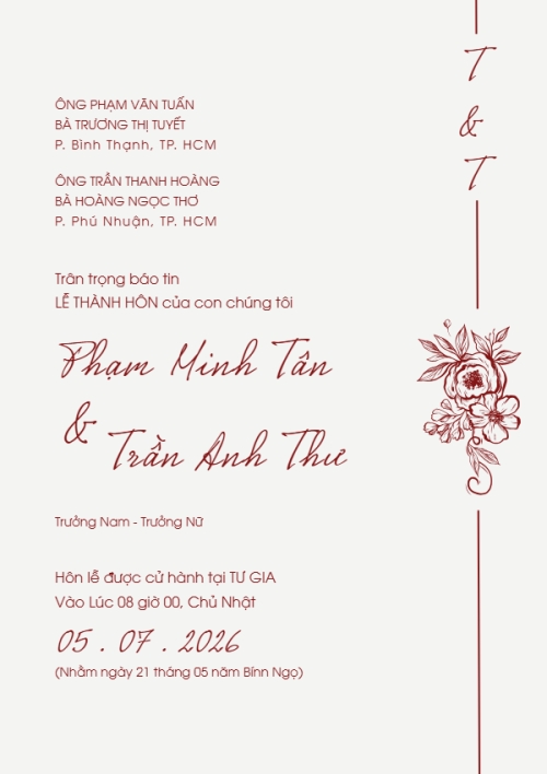 Mẫu thiết kế Ruột thiệp cưới Thiệp cưới Minimalist flowers 1780427028