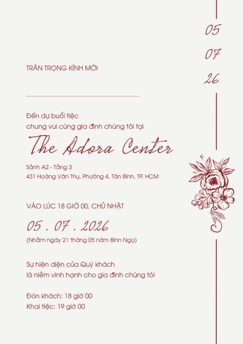 Mẫu thiết kế Ruột thiệp cưới Thiệp cưới Minimalist flowers 1780431451