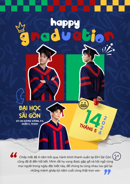 Mẫu thiết kế Thư mời Happy graduation dễ thương 1780601548
