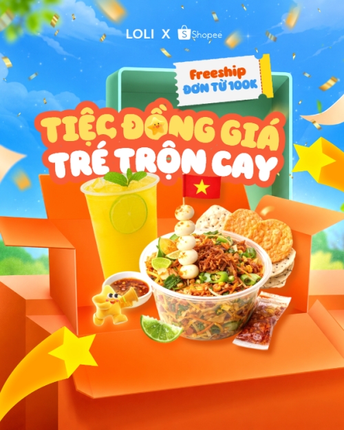 Mẫu thiết kế Bài post MXH dọc Tiệc đồng giá tré trộn cay 1781513336