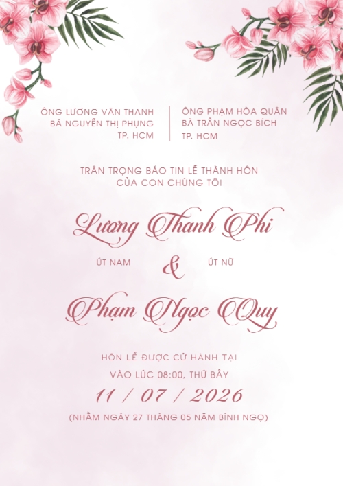 Mẫu thiết kế Ruột thiệp cưới Thiệp cưới Sắc lan hồng 1780427028