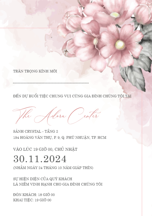 Mẫu thiết kế Ruột thiệp cưới Hương Hoa Tình Yêu, hoa lá, thiên nhiên, floral 1780431507