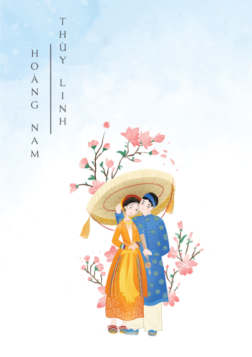 Mẫu thiết kế Ruột thiệp cưới Bản Sắc Việt 1, truyền thống, traditional, dân gian, chibi, dễ thương 1780427053