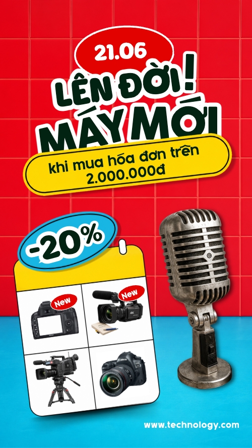 Mẫu thiết kế Bài post MXH (9:16) Lên đời máy mới 1781512947