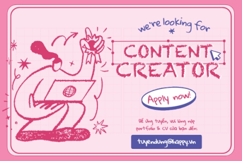 Mẫu thiết kế Banner - Băng rôn Content creator, nhà sáng tạo nội dung, tuyển dụng, văn phòng, office, dễ thương, cute, đơn giản, simple 1781534966