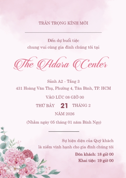 Mẫu thiết kế Ruột thiệp cưới Thiệp cưới hoa hồng màu nước 1780435988