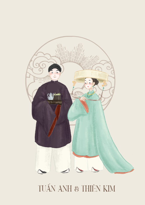 Mẫu thiết kế Ruột thiệp cưới Nét Duyên, truyền thống, traditional, dân gian, chibi, dễ thương 1780426976