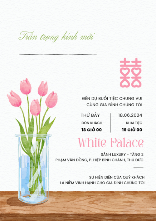 Mẫu thiết kế Ruột thiệp cưới Hoa tulip, thiên nhiên, floral, màu nước, watercolor 1780431507