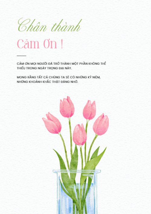 Mẫu thiết kế Ruột thiệp cưới Hoa tulip, thiên nhiên, floral, màu nước, watercolor 1780431507
