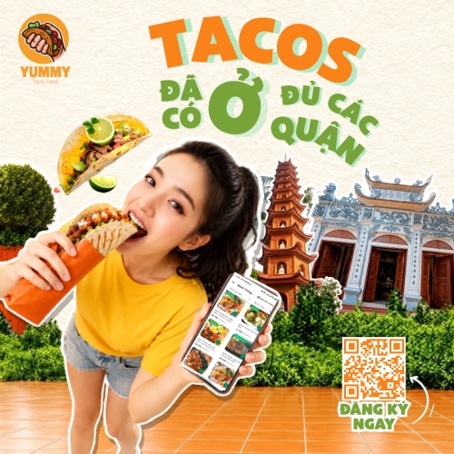 Mẫu thiết kế Bài post MXH vuông Tacos đã có đủ các quận 1781344128