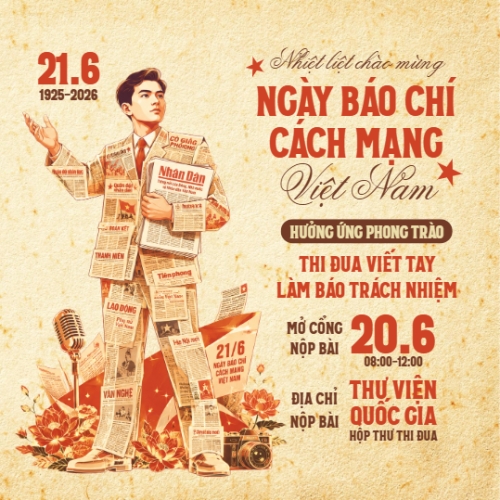 Mẫu thiết kế Bài post MXH vuông Nhiệt liệt chào mừng ngày Báo chí Cách mạng Việt Nam 21/6 1780511938