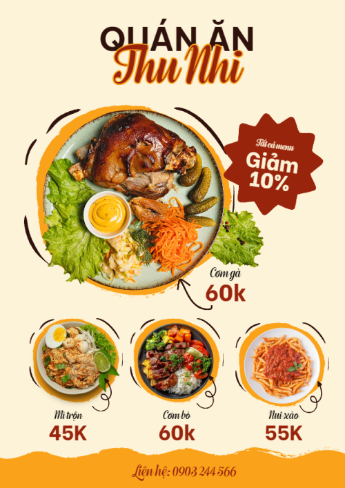 Mẫu thiết kế Menu tờ rời (dọc) Đồ ăn, food, thực phẩm, ẩm thực, món ăn, F&B, nhà hàng, thức ăn 1780249955
