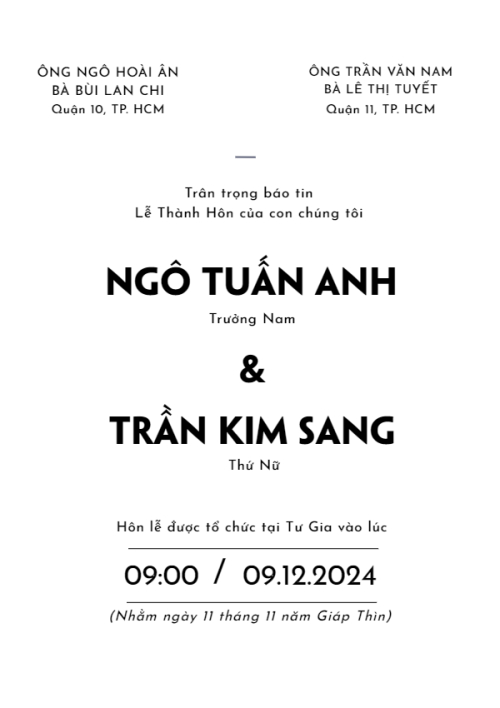 Mẫu thiết kế Ruột thiệp cưới Sunny, hiện đại, sang trọng, morden 1780431487