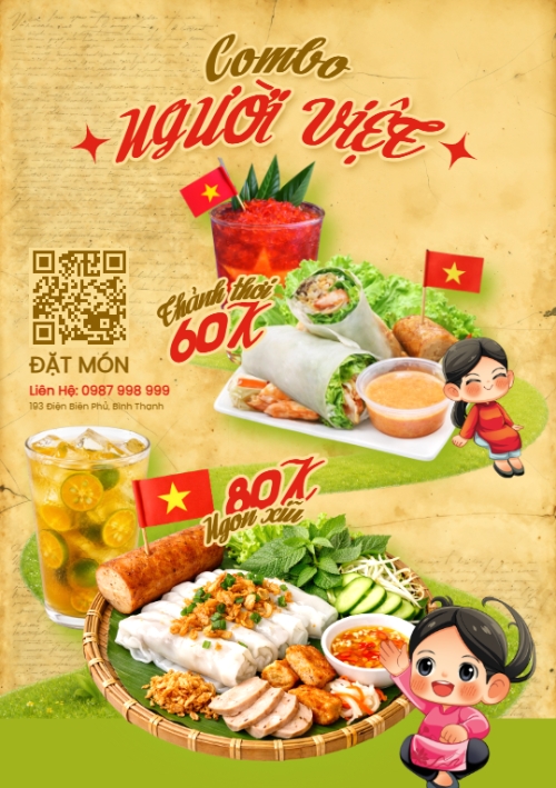 Mẫu thiết kế Menu tờ rời (dọc) Combo Người Việt 1781079974